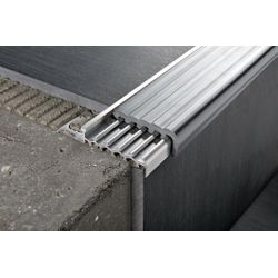 Prostair Treppenprofil aus Aluminium mit rutschfester PVC-Einlage grau H=10mm L=2,70m
