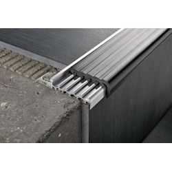 Prostair Treppenprofil aus Aluminium mit rutschfester PVC-Einlage schwarz H=10mm L=2,70m